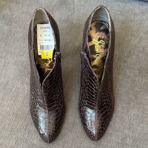 Sam Edelman Dark Brown Snake Print Heeled Boots